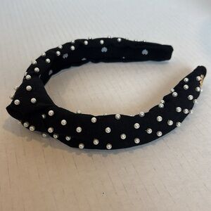 Lele Sadoughi Black Headband with Pearls
